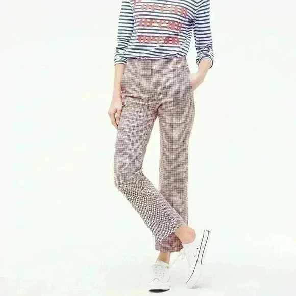 NWOT J. Crew Kick Crop Pants, Size 2 | Hayden Kick Crop Pants in Plaid - Picture 1 of 7